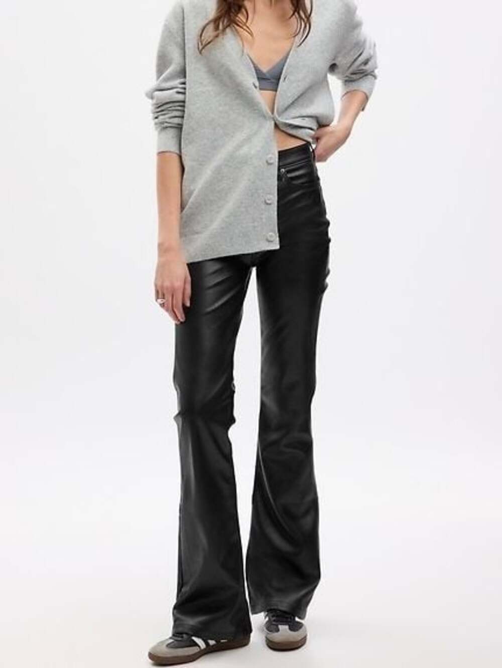 Gap '70s High Rise Flare Faux Leather Pants 29 8T 8 Tall